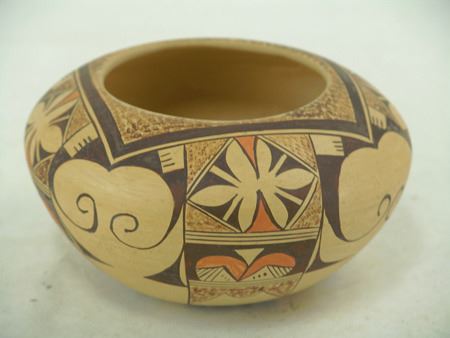 Native American, Vintage Hopi Pottery Poly chrome Bowl, By Barbara Pol