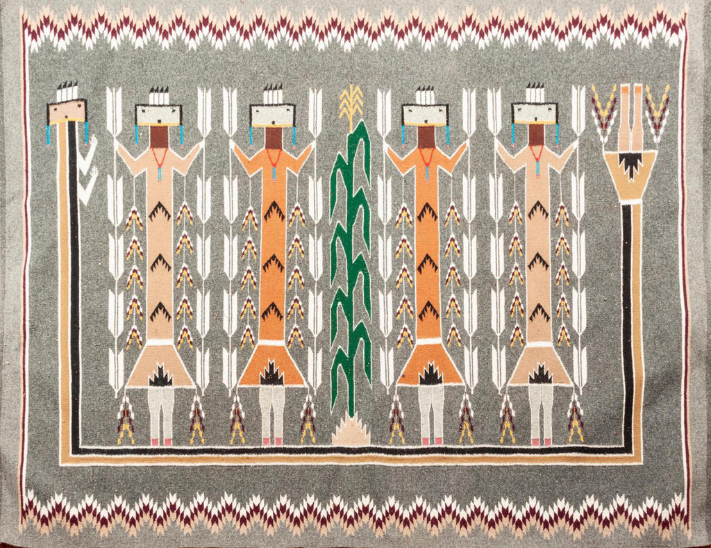 Native American, Exceptional Vintage Navajo Yei Weaving, by Lucy Farley (1940's-1994), Ca 1970's, #1480 Sold
