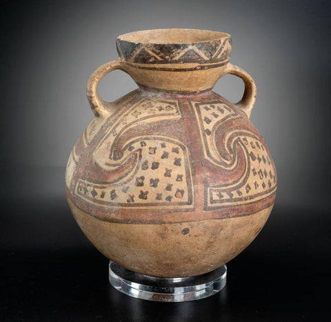 A Classic Chancay Peru, 1110-1470 CE, Spout-and-Handle Jar with Painted Geometric Motifs. # 1782.