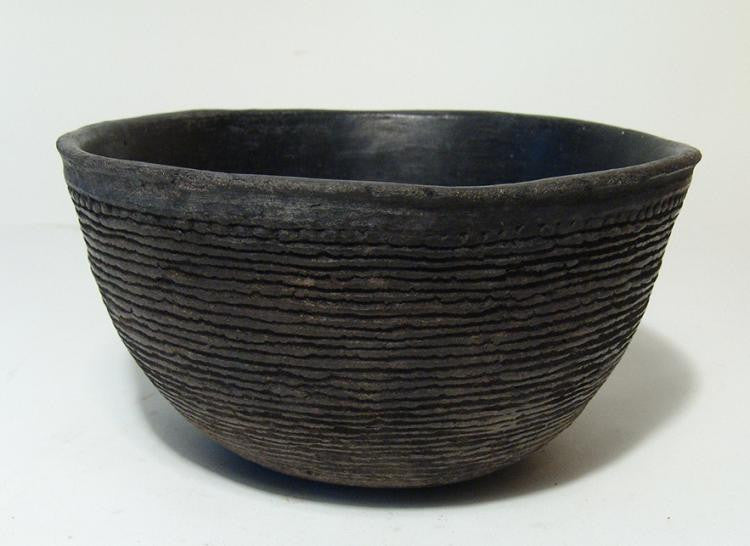 Pre Historic Native American, Mimbres Coiled Black Ware Bowl, ca. AD 1000 – 1200, #967 Sold