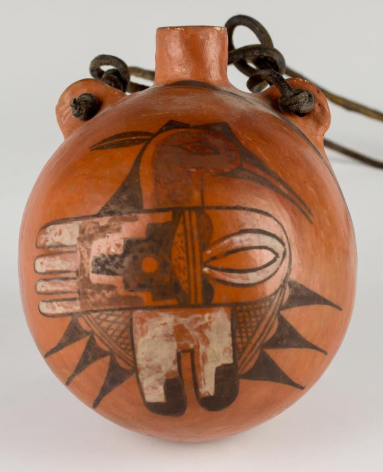 Native American Hopi Polychrome Pottery Canteen, Ca 1940’s, #941 Sold