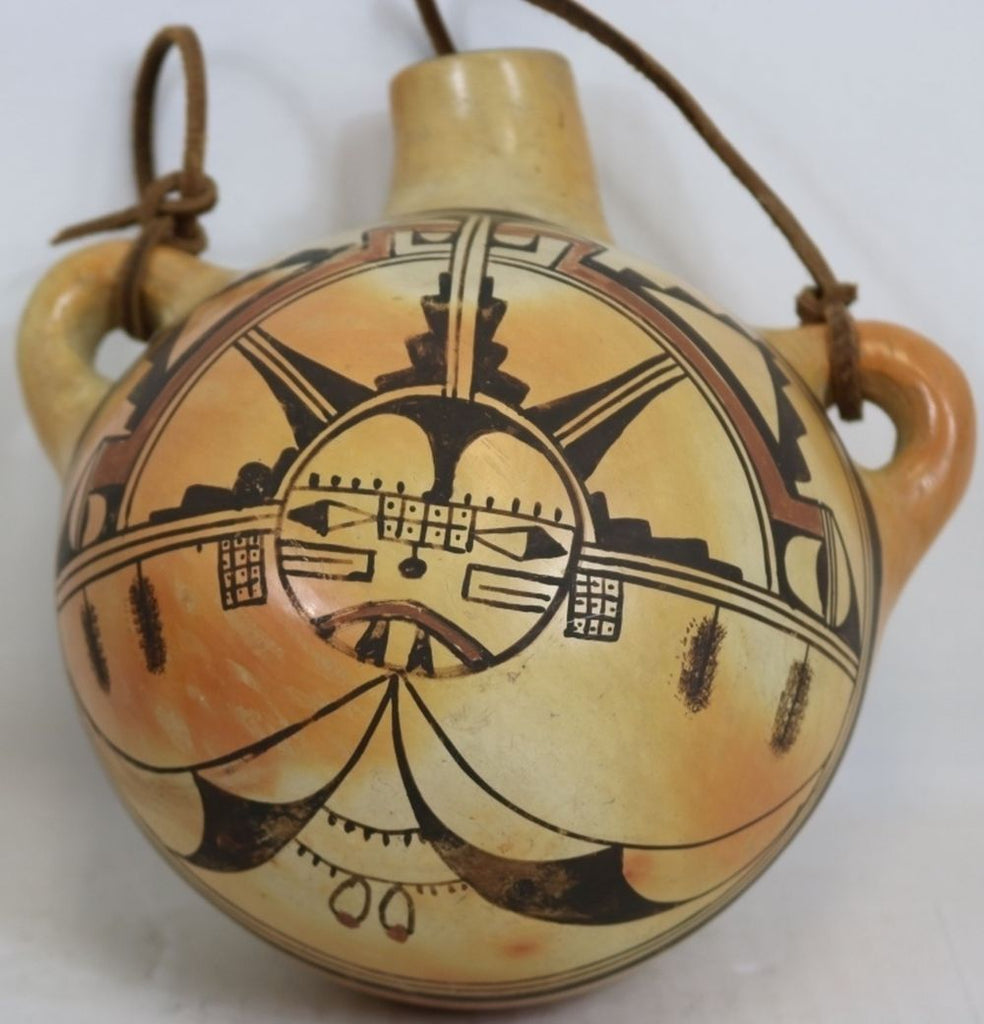 Native American Vintage Hopi Poly Chrome Pottery Canteen, Ca 1950's, #1452 SOLD