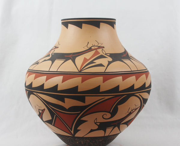 工芸品 Indian handmade pottery Vintage Early Red Clay Swirl NEMADJI Indian Art Pottery