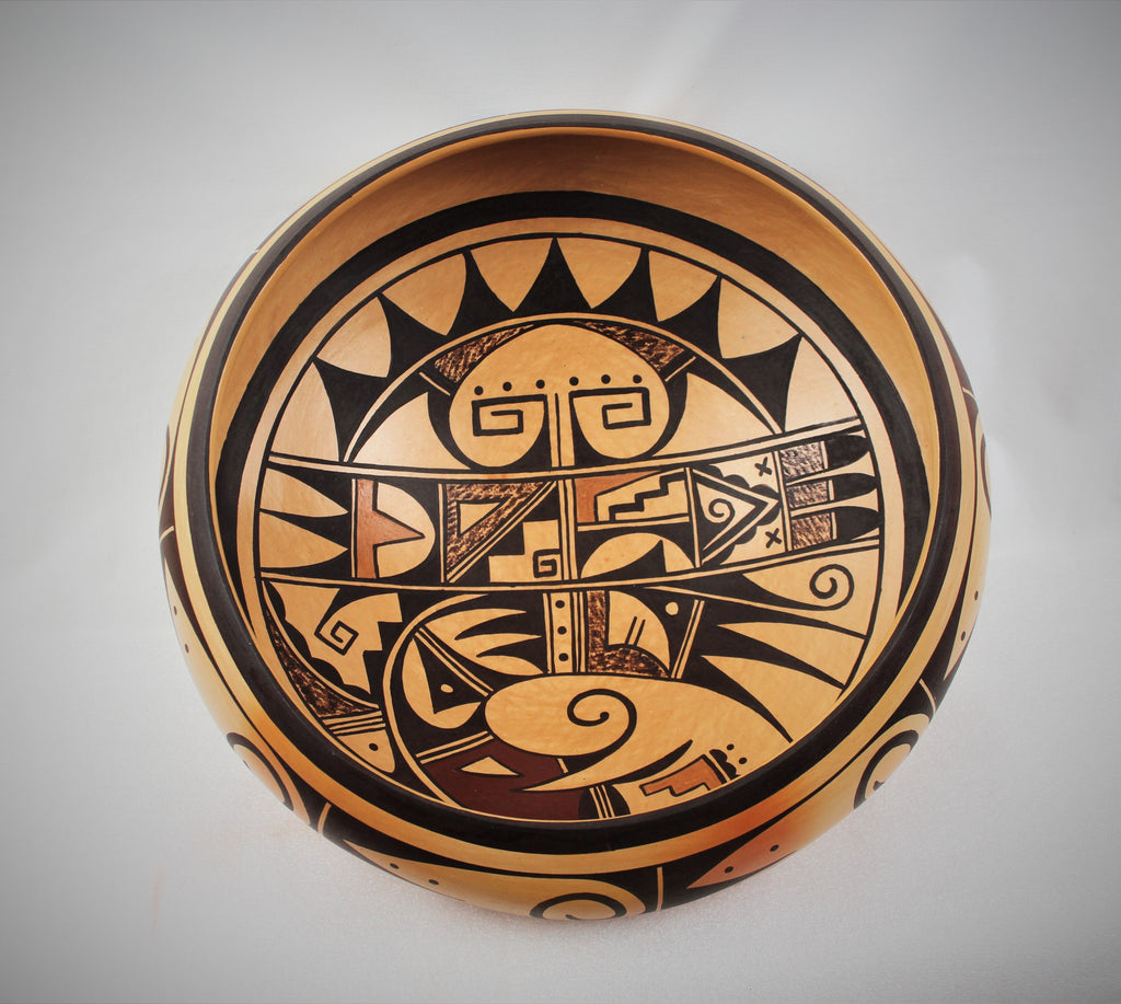 Native American, Extraordinary Large Traditional Hopi Polychrome Pottery Bowl, by Dee Setalla, Bear Clan, # 1641 Sold