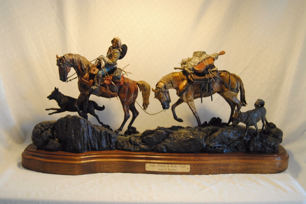 Bronze sculpture, " Lady, Friends and Rocky Trails" LE 75, by James Regimbal, #994