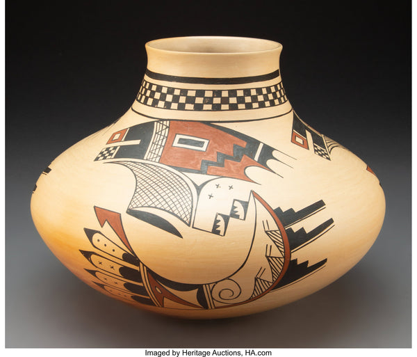 Native American, Vintage Hopi Poly Chrome Pottery by Dawn Navasie, Ca