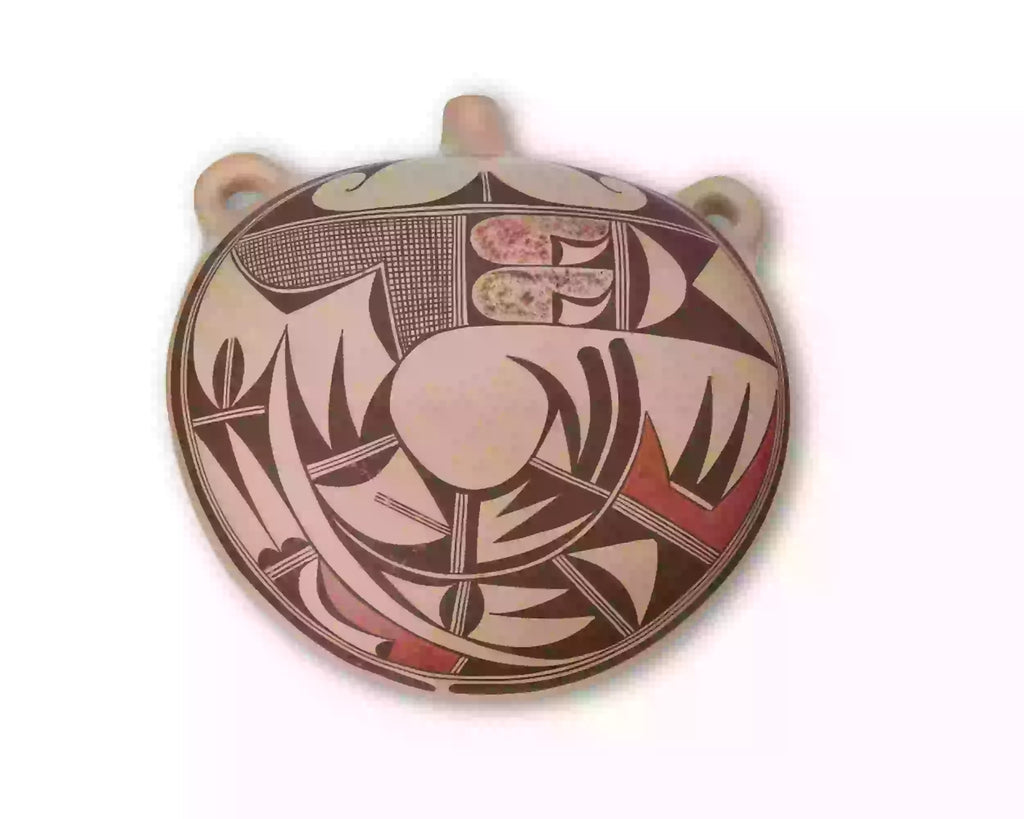 a large Hopi polychrome pottery canteen, late 20th century by Nyla Sahmie, #1780. SOLD