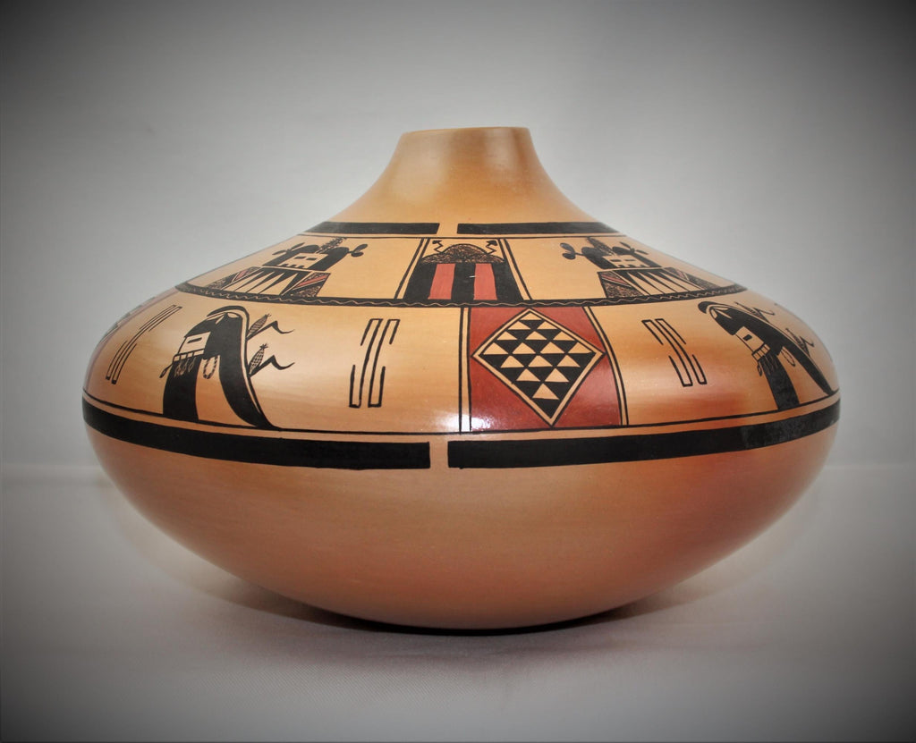 Vintage Hopi Pueblo Polychrome Pottery Seed Jar by Gloria Mahle, Ca 1980's, #1668 SOLD