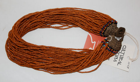 Glass Bead Necklace : Naga Small Orange Multi-strand Glass Bead Necklace, with Macrame Closure #1058