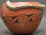 Native American, Vintage Maricopa Pottery Rattle Snake Bowl, Ca Mid 1900's, #1473