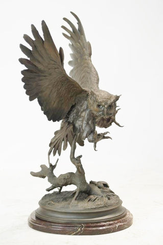 Bronze Sculpture, After Jules Moigniez (French 1835-1894), Le Hibou-The Owl,#933 SOLD