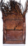 Vintage Moroccan Tooled Leather Shoulder Bag, with Beads, Fringe, Ca 1970"s, #1145 Sold