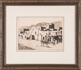 Western Artist, Edward Borein (1872-1945). "A Street in Taos" Dry Point Etching, Galvin Plate #231, #885-