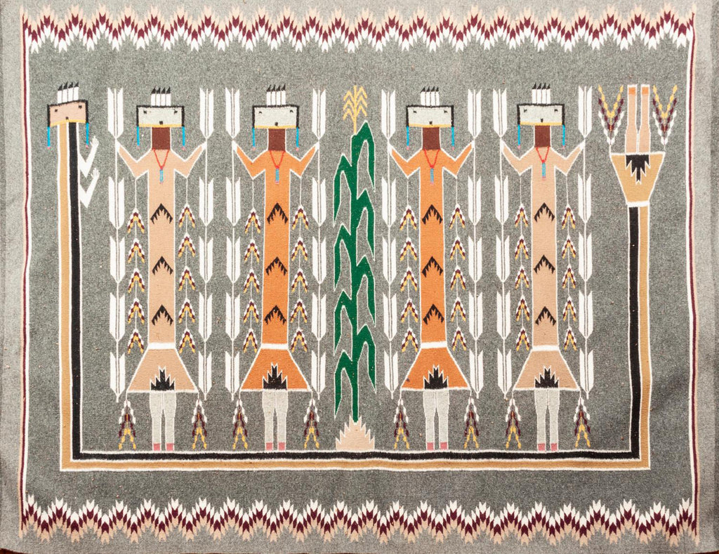 Native American, Exceptional Vintage Navajo Yei Weaving, by Lucy Farley (1940's-1994), Ca 1970's, #1480 Sold