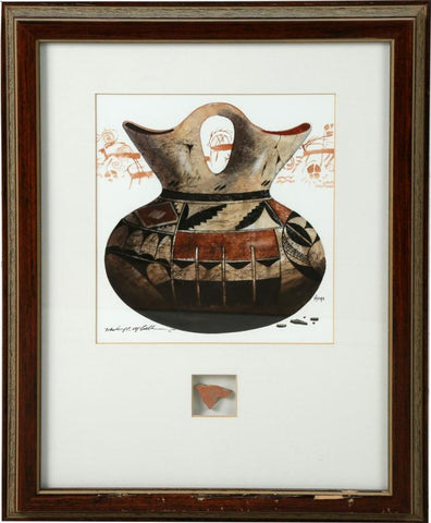 Michael C. McCullough Water Color, Historic Hopi Pottery Wedding Vase, #1172 Sold