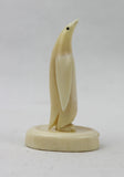 Vintage Inuit Hand Carved Walrus Ivory Miniature Penguin Figure with Base, Ca 1970's,#1537