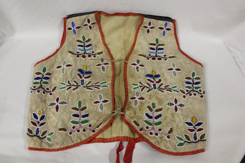 Antique Native American : Very Fine Native American Santee Sioux Childs Beaded and Hide Vest #84 Sold