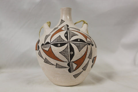 Acoma Pottery : Exceptional Vintage Acoma Polychrme Pottery Canteen #272 SOLD
