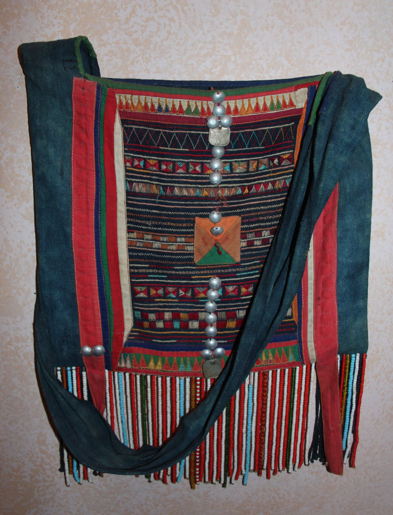 Vintage Purse : Rare Large Vintage Akha Purse from Northern Thailand, ca 1950's-60's #416