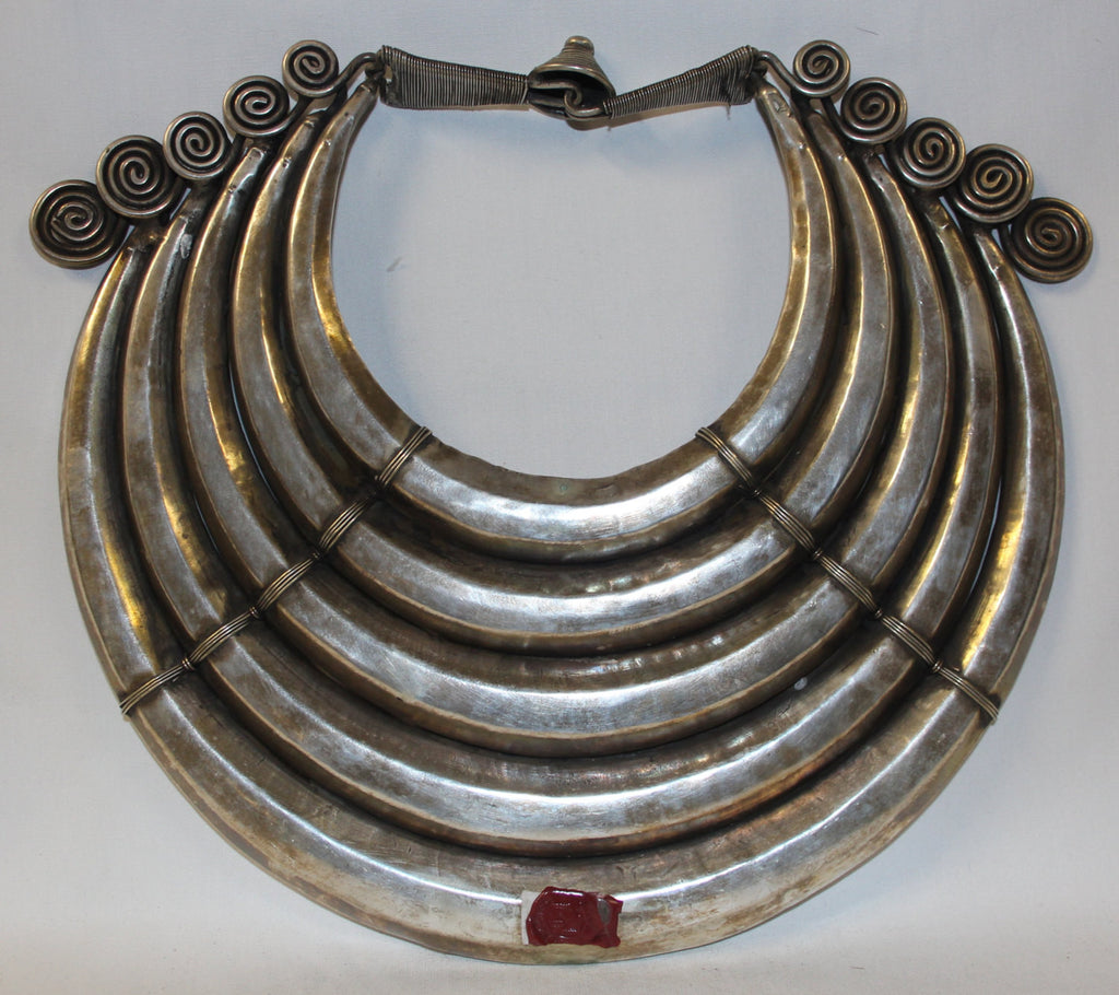 Antique Silver Necklace : Incredible Rare Silver Vintage Miao Hmong Ceremonial Collar Necklace from the Mountainous Region of Tibet #429
