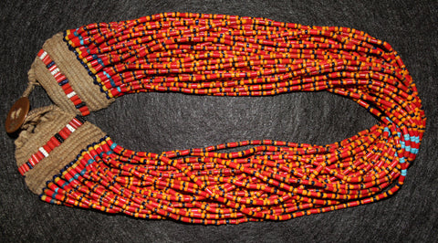 Konyak Multicolor Royal Beaded Necklace, from Nagaland, NE India #487
