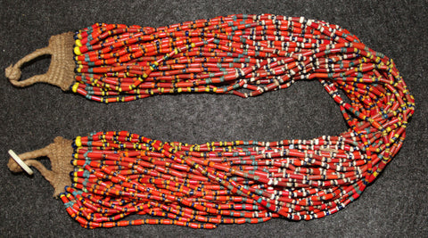 Glass Bead Necklace : Authentic Naga Extra Fine Multicolored Multistrand Glass Bead Necklace #584 Sold