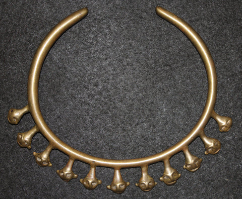 Tribal Pendant : Authentic Konyak Naga Warrior's 11 Head Brass Trophy Pendant/Torque #620