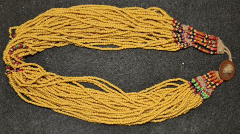 Royal Naga Jewelry : Authentic Naga Extra Long Full Mustard Belt Glass Bead Royal Necklace #639
