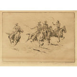 Western Art : Western Artist, Edward Borein, Etching, "Race to the Wagon", #89