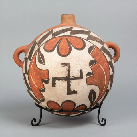 Large Zia Polychrome Canteen with Whirling Log, Ca 1930, #1785