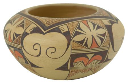 Native American, Vintage Hopi Pottery Poly chrome Bowl, By Barbara Pol