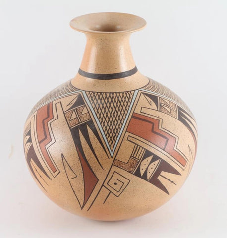 Native American Extraordinary Traditional Hopi Poly Chrome Pottery Jar, by Dee Setalla,#1783