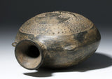Pre-Colombian Chimu Black-ware Canteen Figure with Tumi Headress, #974. Reserved for Christian Sold