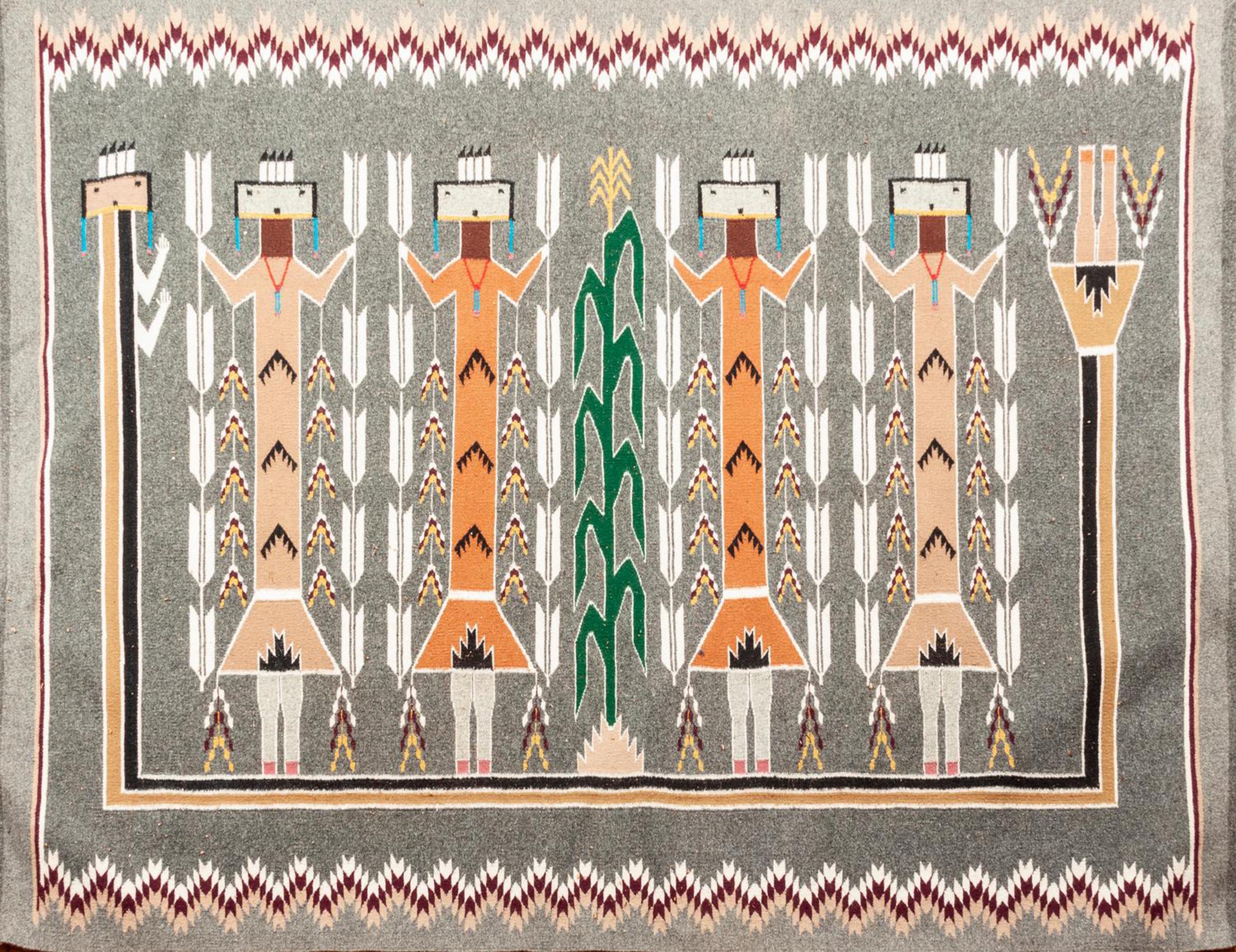 Native American, Exceptional Vintage Navajo Yei Weaving, by Lucy Farle