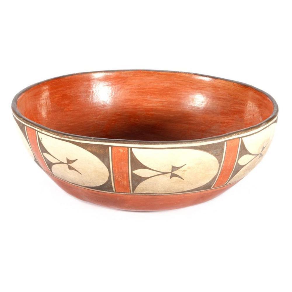 Native American, Vintage Zia Poly Chrome Dough Bowl, Ca 1940's, #1447
