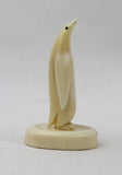 Vintage Inuit Hand Carved Walrus Ivory Miniature Penguin Figure with Base, Ca 1970's,#1537