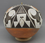 Native American Vintage Acoma Polychrome Pottery Canteen, by Juana Leno, Ca 1990's, #1578 SOLD