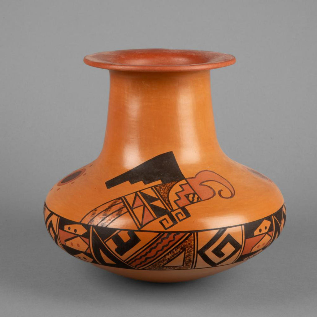 Native American Extraordinary Traditional Hopi Poly Chrome Pottery Jar, by Dee Setalla, CA 1980's, # 1772.