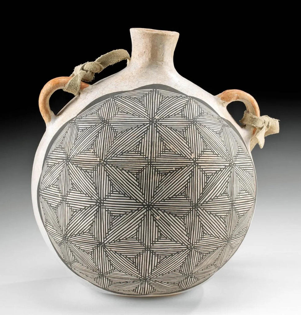 An early Acoma Polychrome Pottery Canteen, attributed to Lucy Lewis, Ca 1930, #1778.