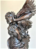 Western Artist, Lincoln Fox, Rare Bronze Sculpture titled, "Woman With Owl" 4/10, Ca 1978, #1751 SOLD