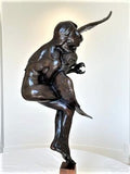 Western Artist, Lincoln Fox, Rare Bronze Sculpture titled, "Woman With Owl" 4/10, Ca 1978, #1751 SOLD