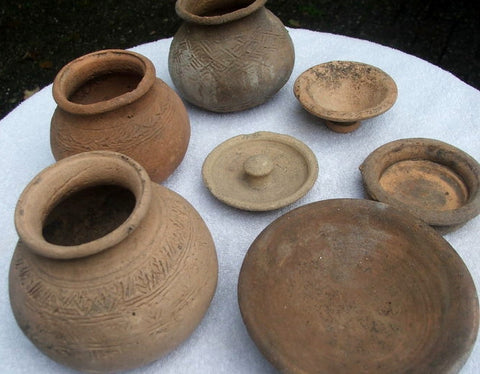 Historic Terracotta Pottery Pots and Lids from the Ayutthaya Ruins Thailand,#918