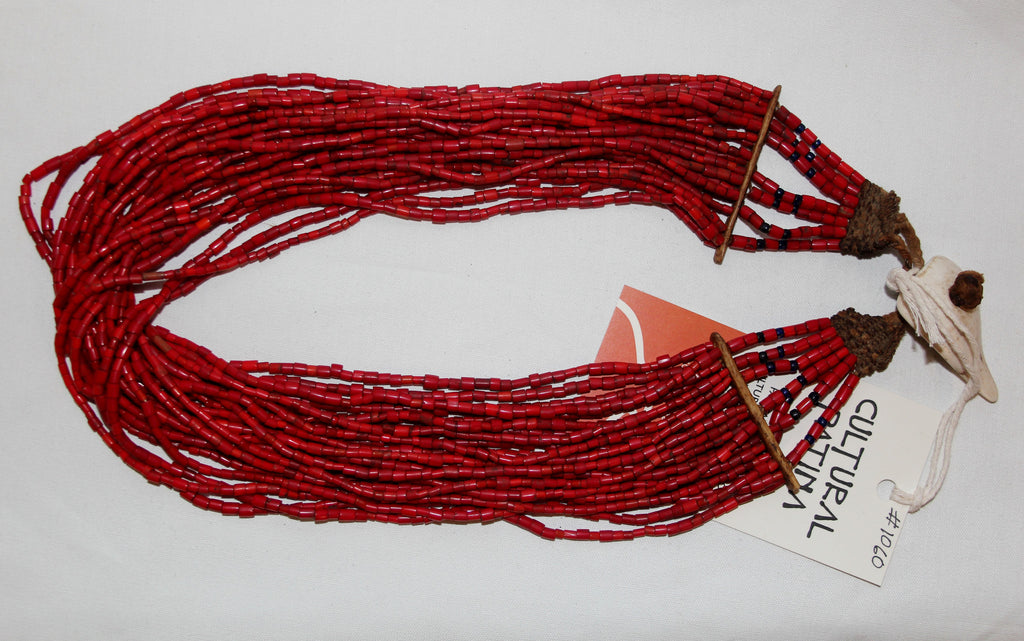 Naga Small Red Multi-strand Glass Bead Necklace,#1060