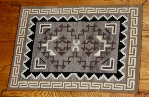 Native American, Navajo Vintage Hand Woven, Two Gray Hills Textile, #1048 Sold