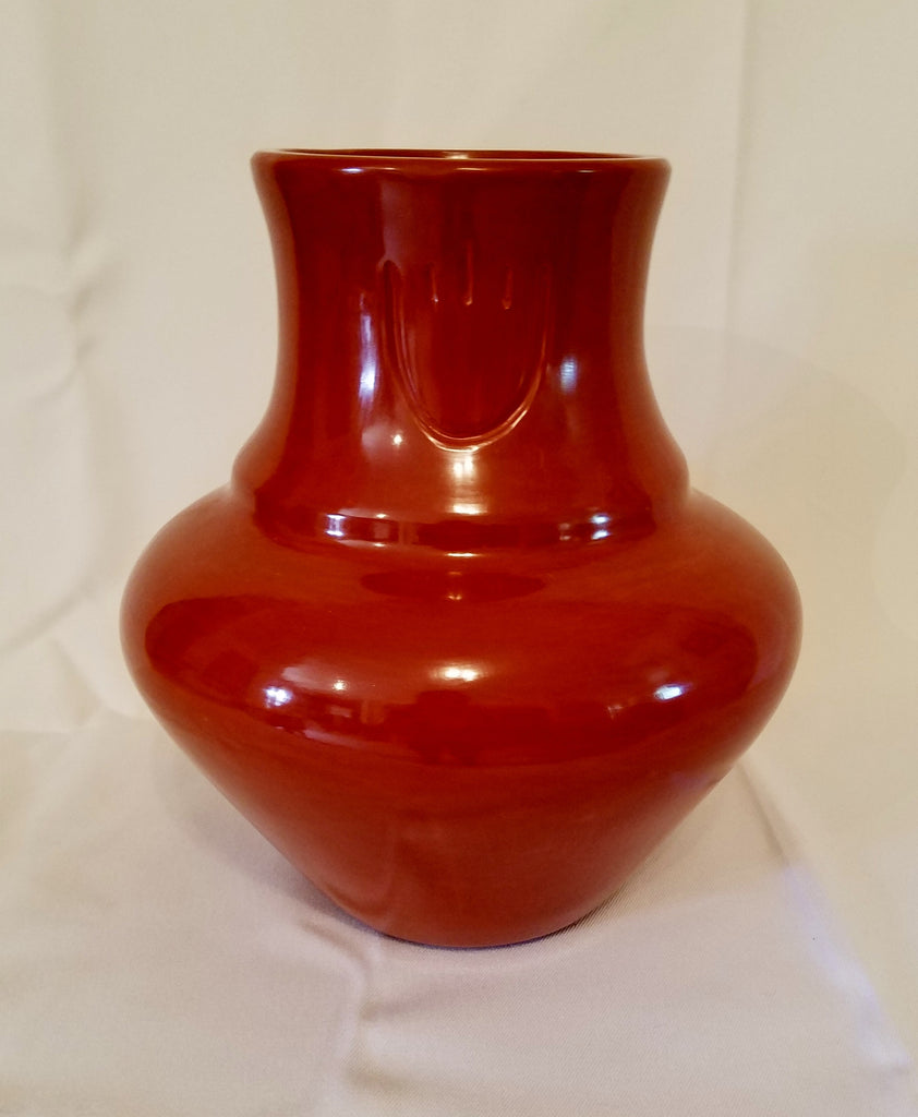 Native American, Santa Clara, Red Water Jar With Bear Paw, by Jason Ebelacker (1980-), 1151 Jason Sold on his end.