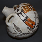 Native American Laguna Poly chrome Pottery Canteen, C 1940's-1950's, by Cecilia Gaisthea, #801