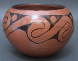 Native American Maricopa, 1960's Black on Red Design Bowl, Signed Ida Redbird. #971 SOLD