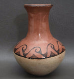 Native American Maricopa, 1960's Black on Red Design Vase, Signed Phyllis Johnson, #972