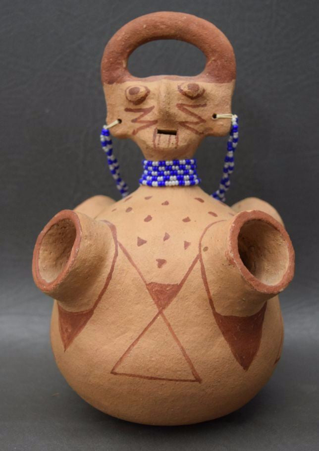 Native American, Mojave Pottery Four Spout Effigy Vase by Elmer Gates, Ca 1970's, #975