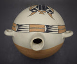 Native American, Vintage Acoma Poly Chrome Pottery Canteen, Ca 1960's, #1102
